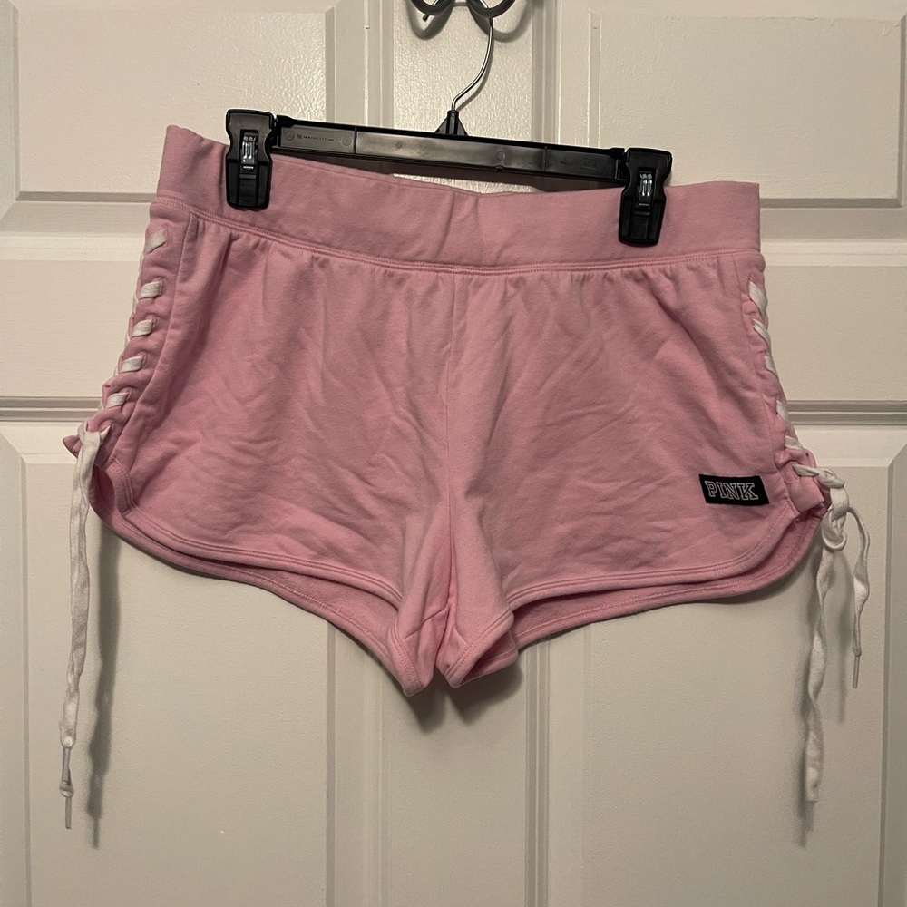 Large, Pink, PINK Lace Up Shorts